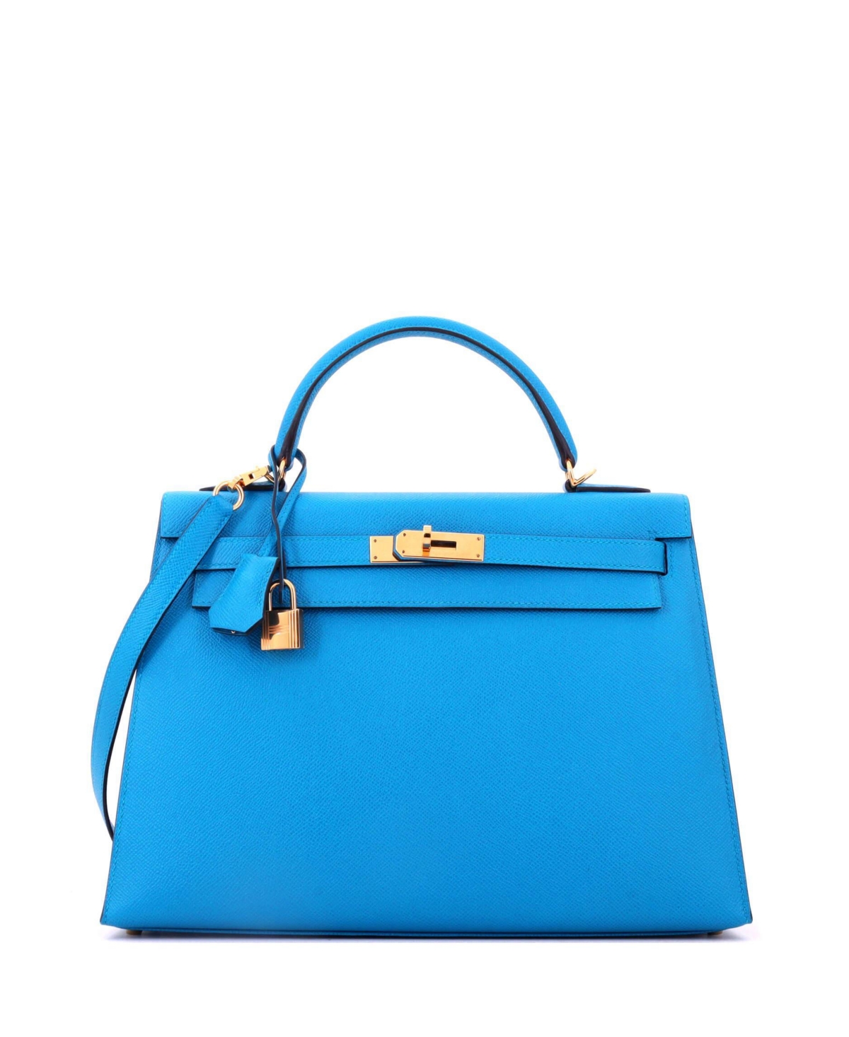 Pre-Owned Hermes Kelly 32 Handbag Blue Epsom with Gold Hardware