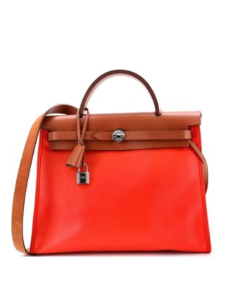 Pre-Owned Hermes 31 Herbag Zip Berline Vache Canvas and Leather