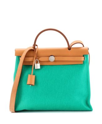 Pre-Owned Herm&eacute;s Herbag Zip Canvas and Leather Top-Handle Satchel