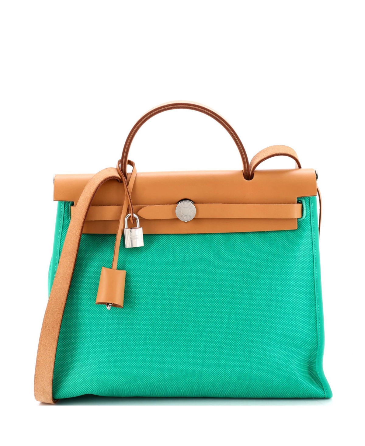Pre-Owned Hermes Herbag Zip Canvas and Leather Top-Handle Satchel