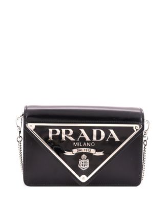 Small Maxi Triangle Logo Chain Flap Bag Brushed Leather
