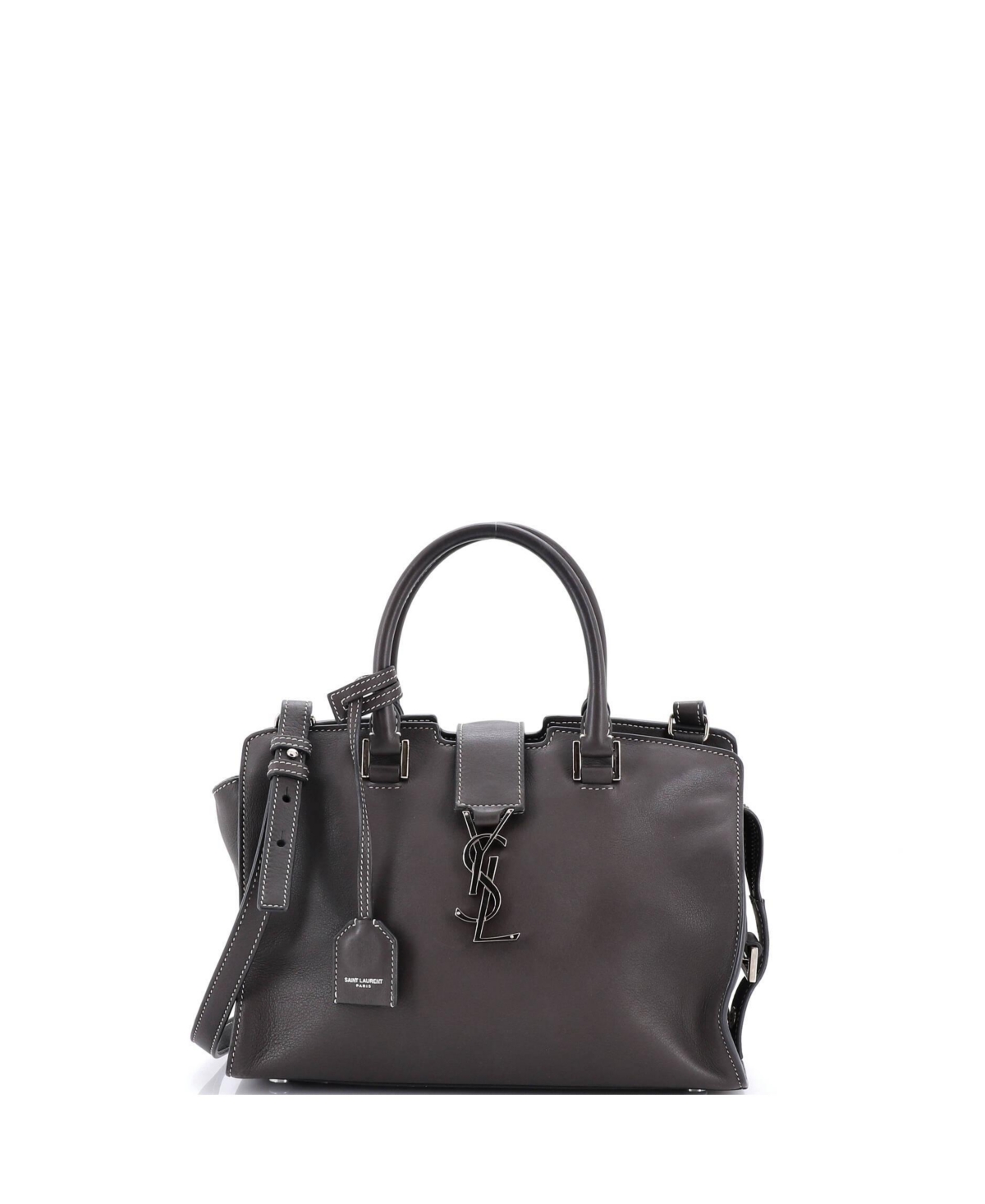 Pre-Owned Saint Laurent Baby Monogram Cabas Leather - Grey