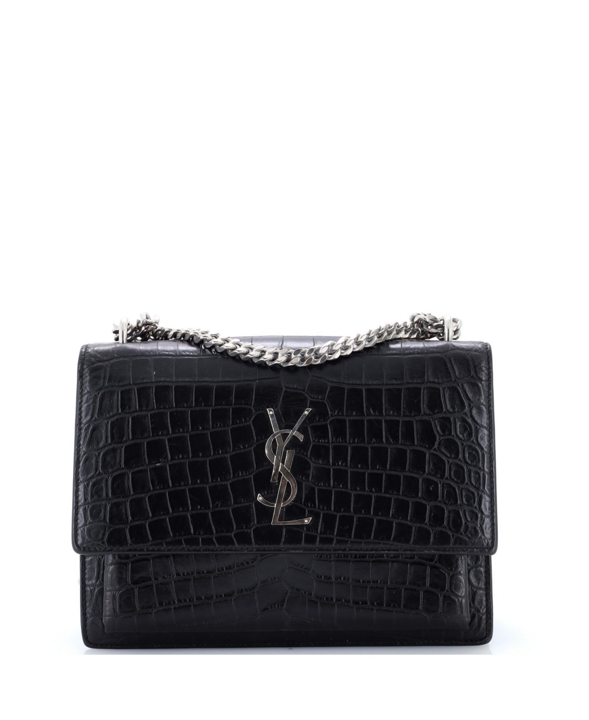 Pre-Owned Saint Laurent Medium Sunset Crossbody Bag Embossed Leather - Black