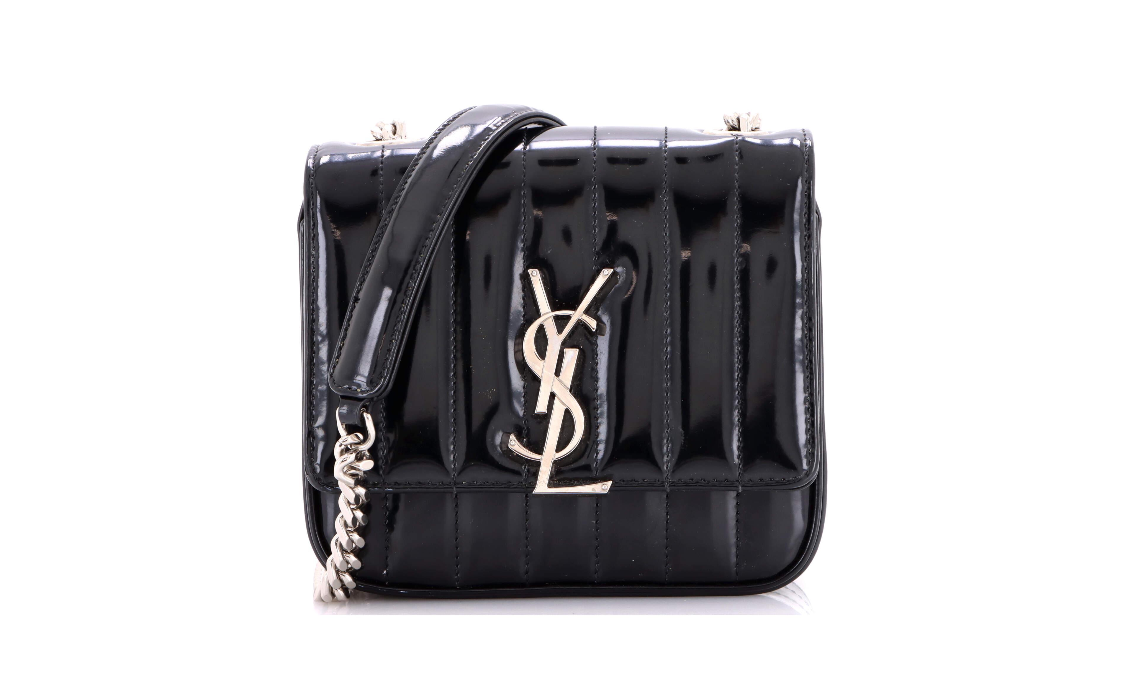 Pre-Owned Saint Laurent Small Vicky Crossbody Bag Vertical Quilted Patent
