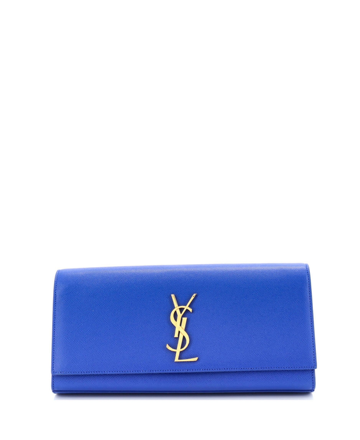 Pre-Owned Saint Laurent Long Classic Monogram Clutch Metallic Calfskin - Silver