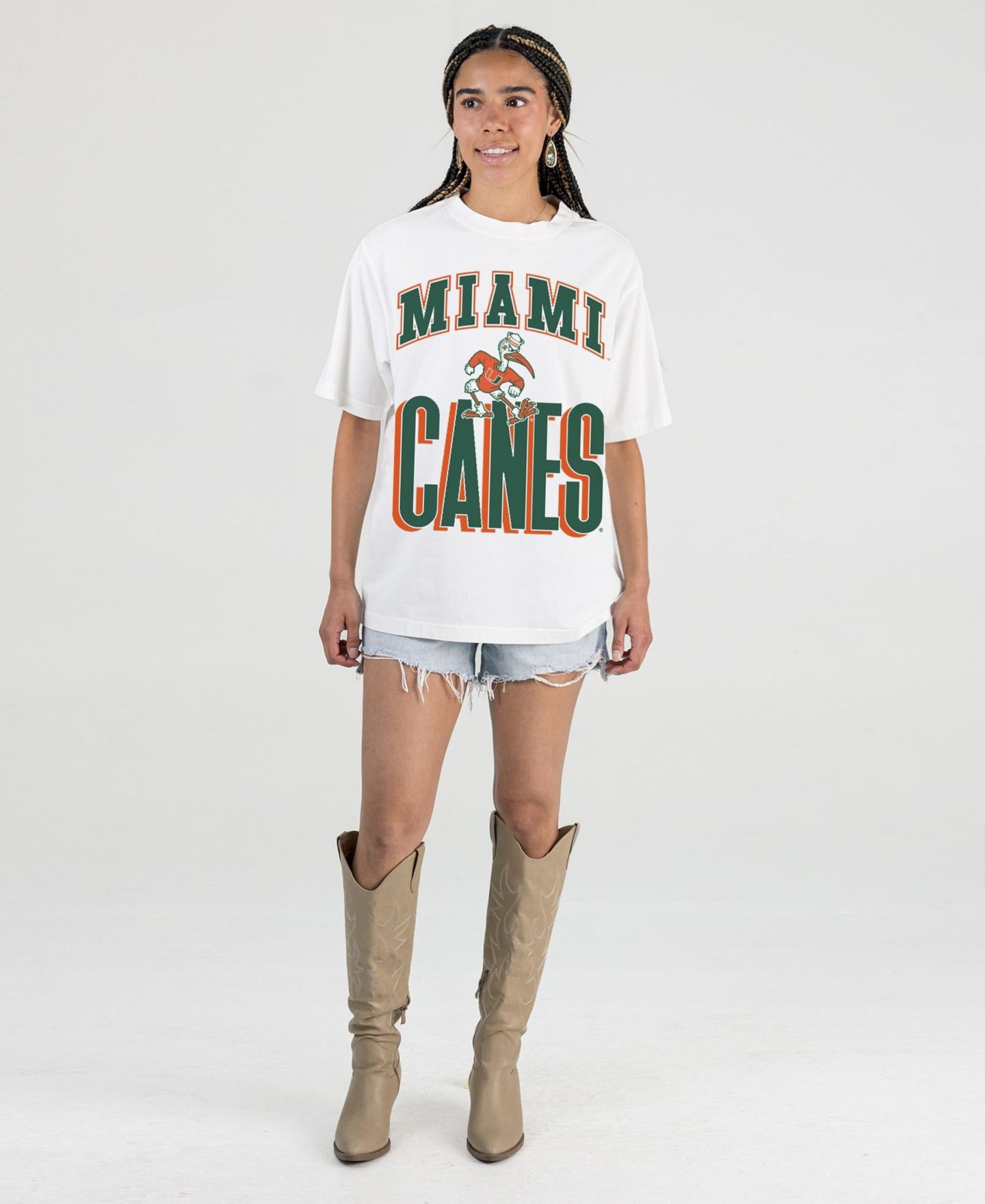 Женская футболка Gameday Couture Cream Miami Hurricanes Oversized Fierce Focus — фото 4