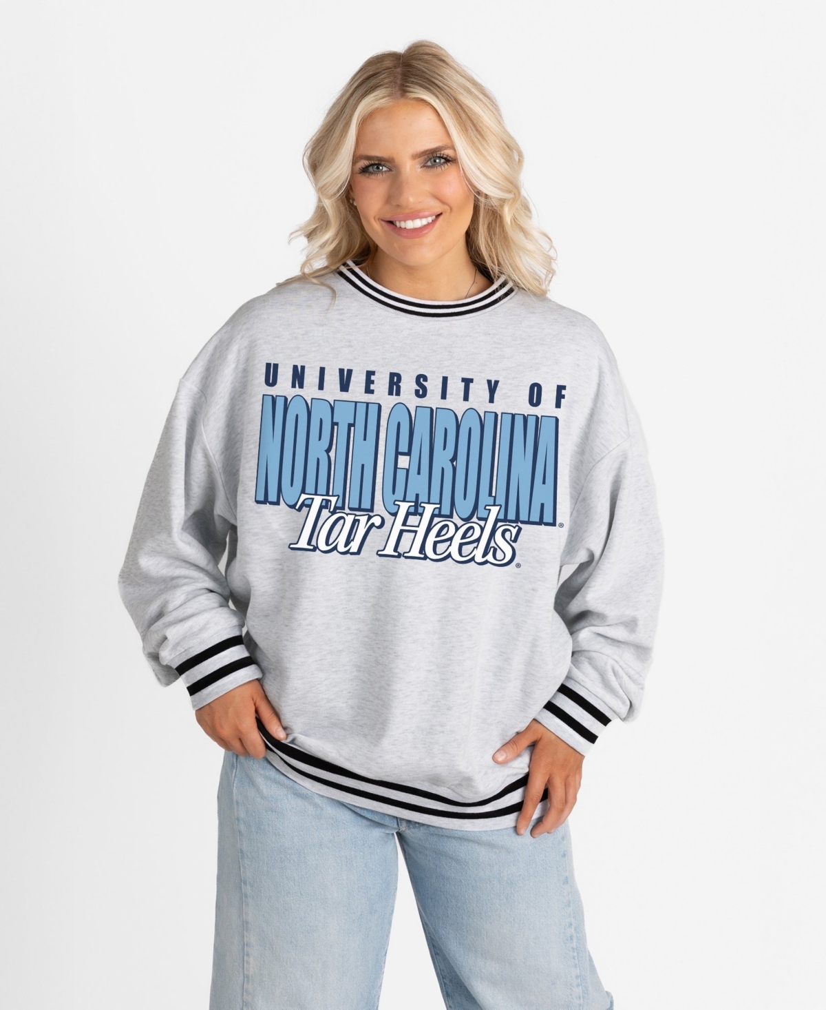 Gameday Couture Women's North Carolina Tar Heels Showdown Ringer Oversized Striped Sweatshirt
