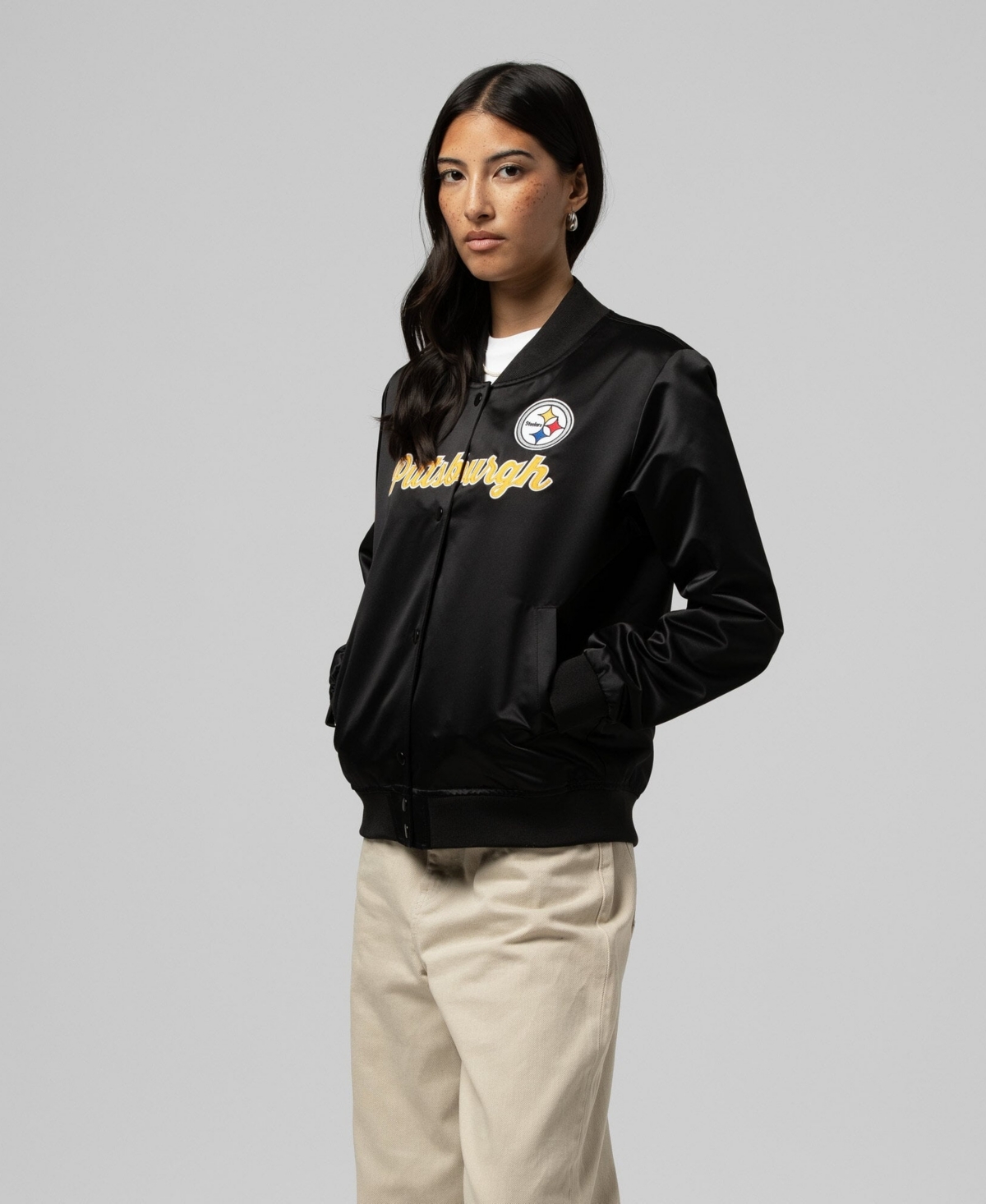 Mitchell & Ness Women's Satin Full-snap Bomber Jacket In Multi