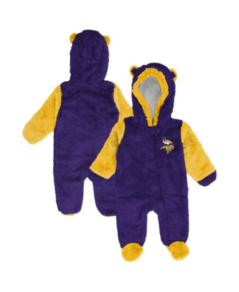 Outerstuff Baby Boys and Girls Purple Minnesota Vikings Teddy Fleece Bunting Full-Zip Sleeper