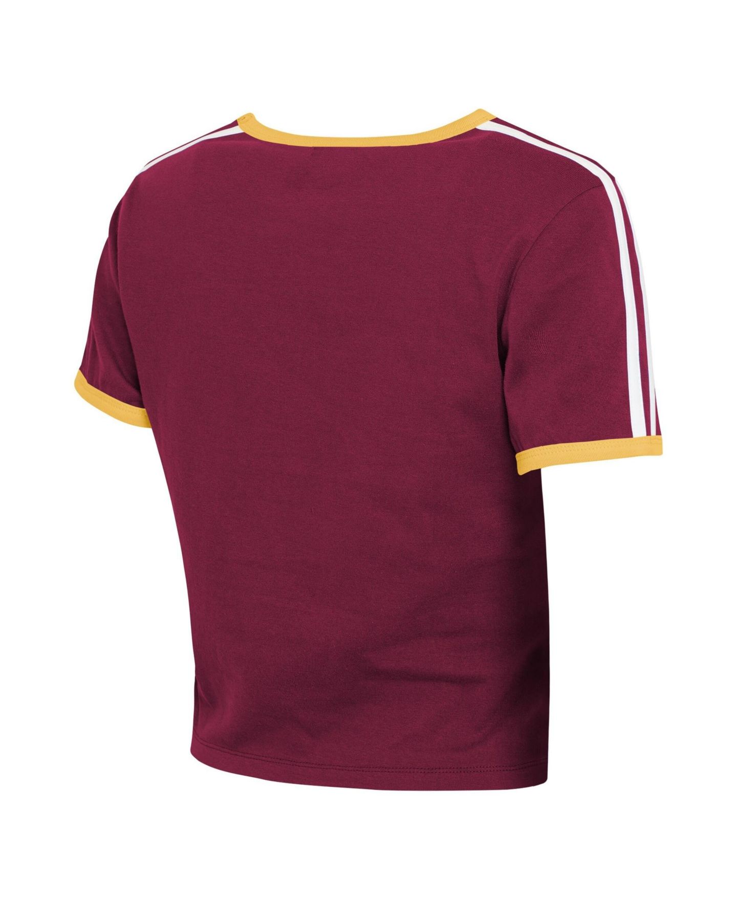 Женская футболка WEAR by Erin Andrews Burgundy Washington Commanders Cropped Throwback Ringer Baby T-Shirt — фото 4