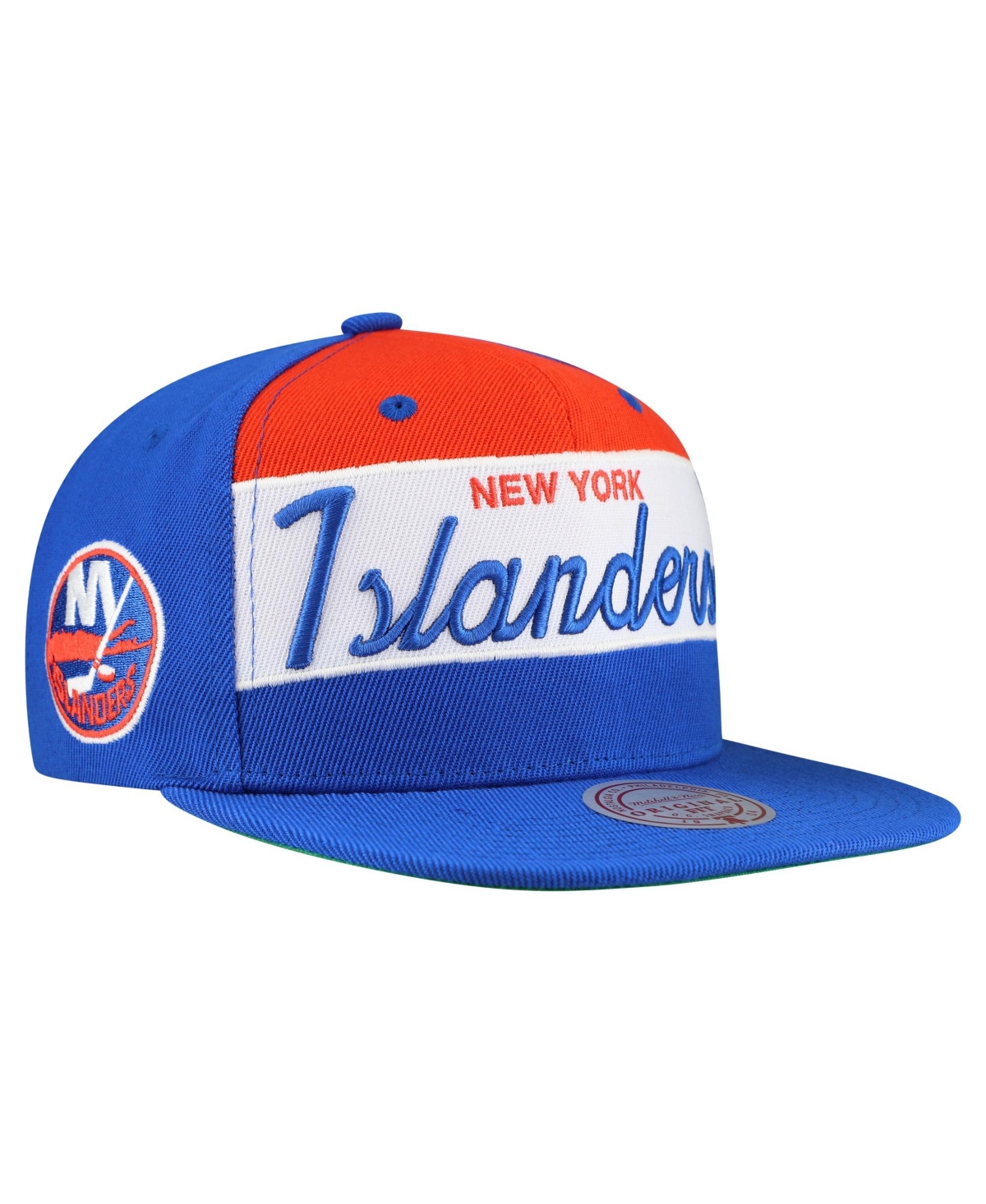 Mitchell & Ness Men's New York Islanders Retro Script Color-Block Snapback Hat - Royal