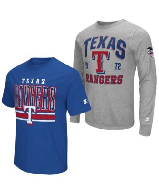 Men's Heather Gray/Royal Texas Rangers Two-Pack Long Sleeve Short Sleeve T-Shirt Set