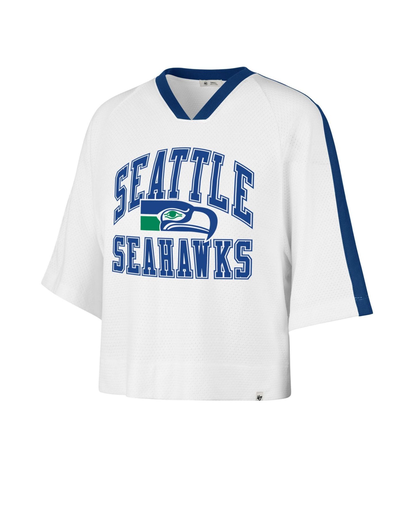 Женская футболка '47 Brand White Seattle Seahawks Big Overarch Drop Needle Raglan V-Neck — фото 2