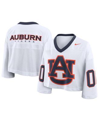 Women's White Auburn Tigers Oversized Logo Cropped Fashion Jersey