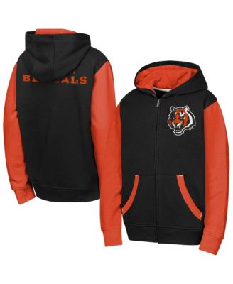 Big Boys and Girls Black Cincinnati Bengals Stadium Colorblock Full-Zip Hoodie