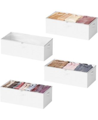 4-Pack 10" High Under Bed Storage Containers with Lids, Large Underbed Organizer Bins for Bedroom, Dorm, Closet Organization