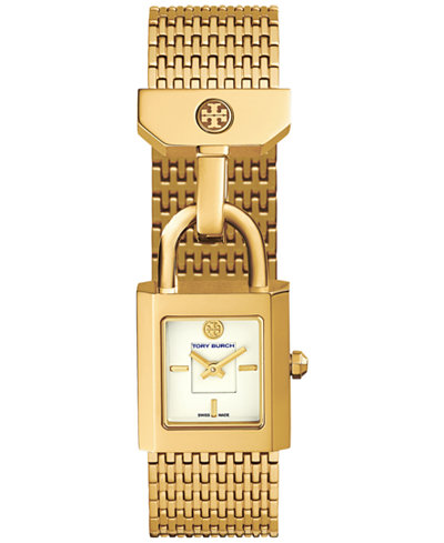 Tory Burch Women's Swiss Surrey Gold-Tone Stainless Steel Bracelet Watch 20x21mm TRB7100