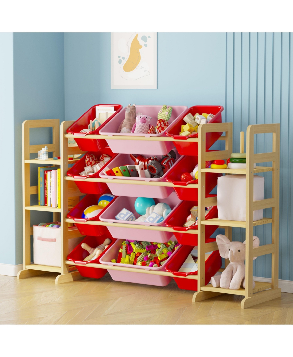 SpaceAid Toy Storage Organizer with 6 Shelves and 12 Bins, Kids Bookshelf and Bin Shelf for Bedroom, Playroom Organization and Decor