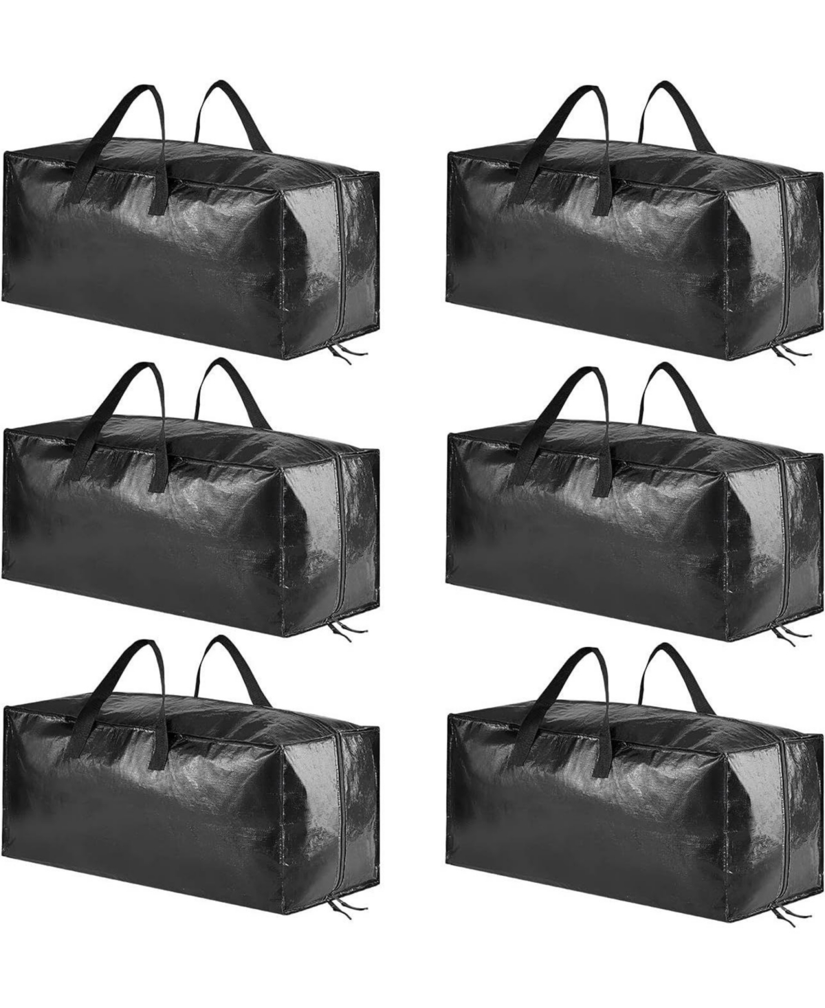 SpaceAid 6 Pack Heavy-Duty Moving Storage Bags, Extra Large 86L Folding Totes with Backpack Straps, Zippers and Handles - Black