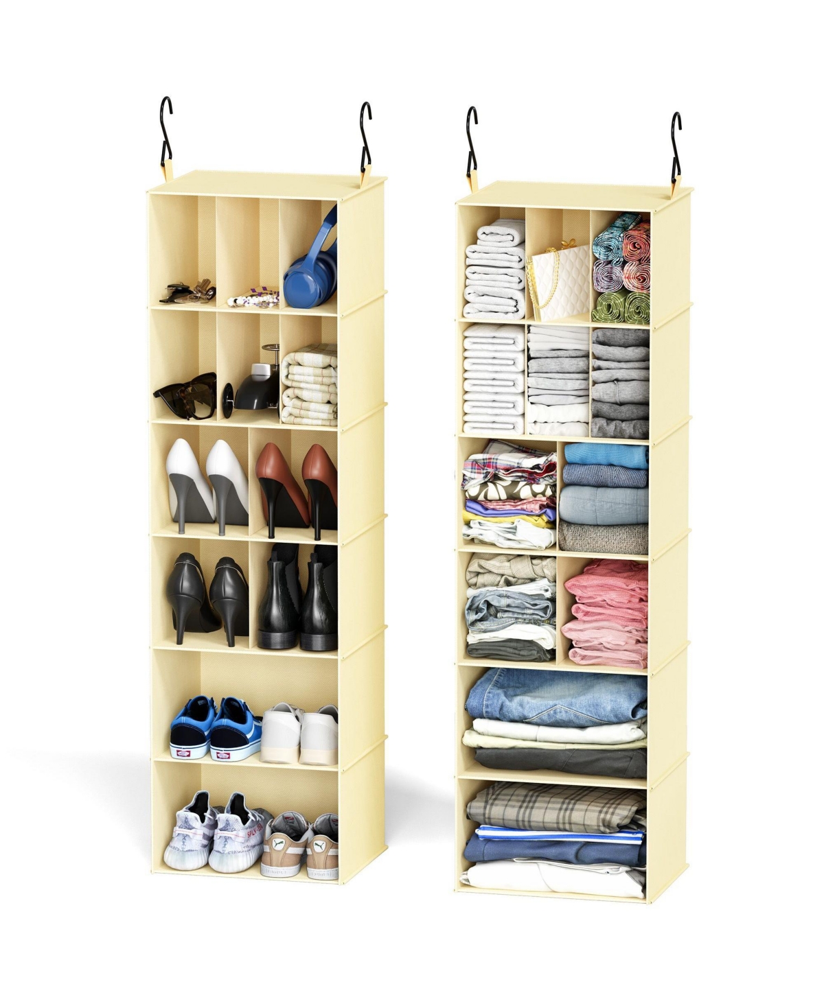 SpaceAid 2-Pack Hanging Closet Organizer with Dividers, 24 Compartments Storage Shoe Shelves for Closet, Wardrobe