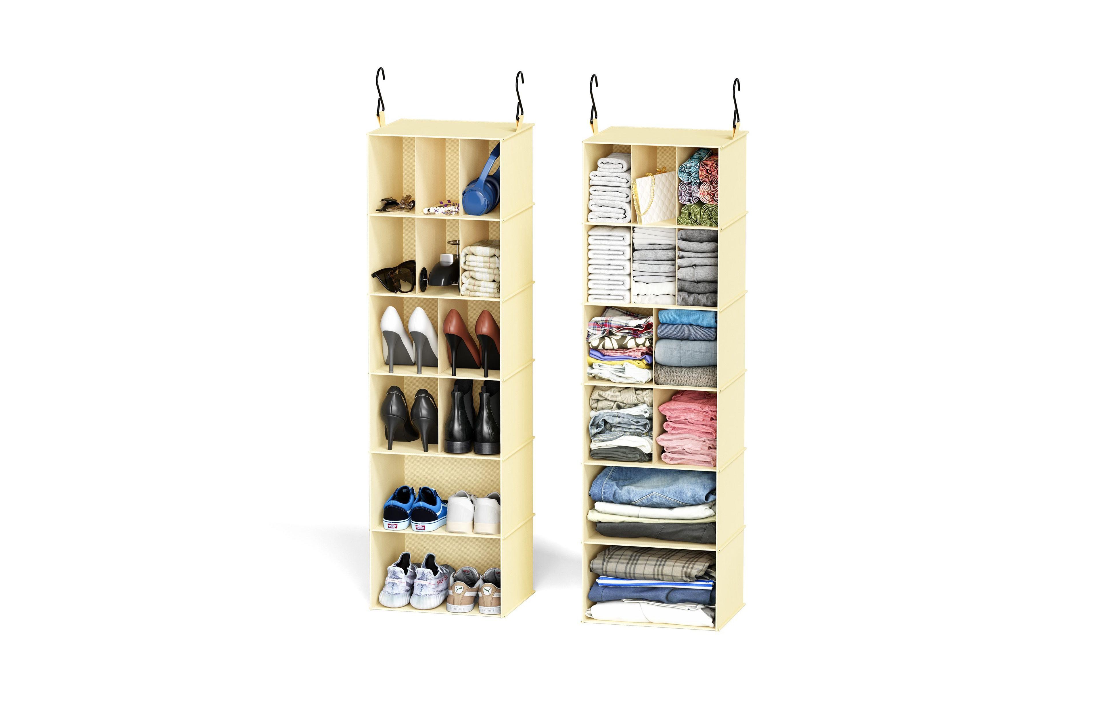 SpaceAid 2-Pack Hanging Closet Organizer with Dividers, 24 Compartments Storage Shoe Shelves for Closet, Wardrobe