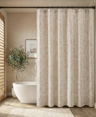 Solace Leaf Botanical Jacquard Shower Curtain, 72" x 72"