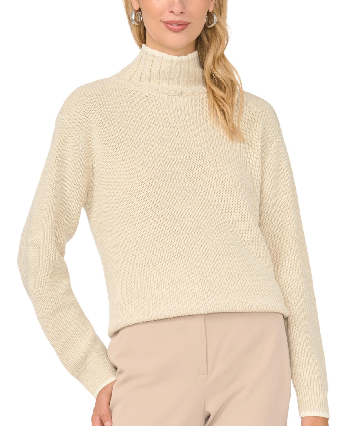Vince Camuto Women's Shaker-Stitch Turtleneck Long-Sleeve Sweater