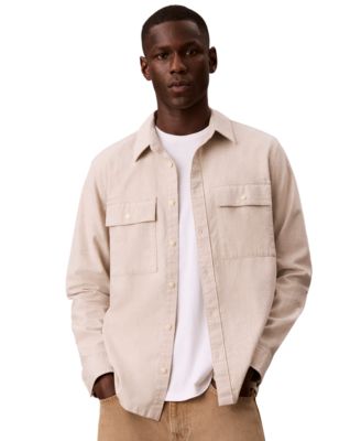 Men's Melange Flannel Classic-Fit Button-Down Shirt