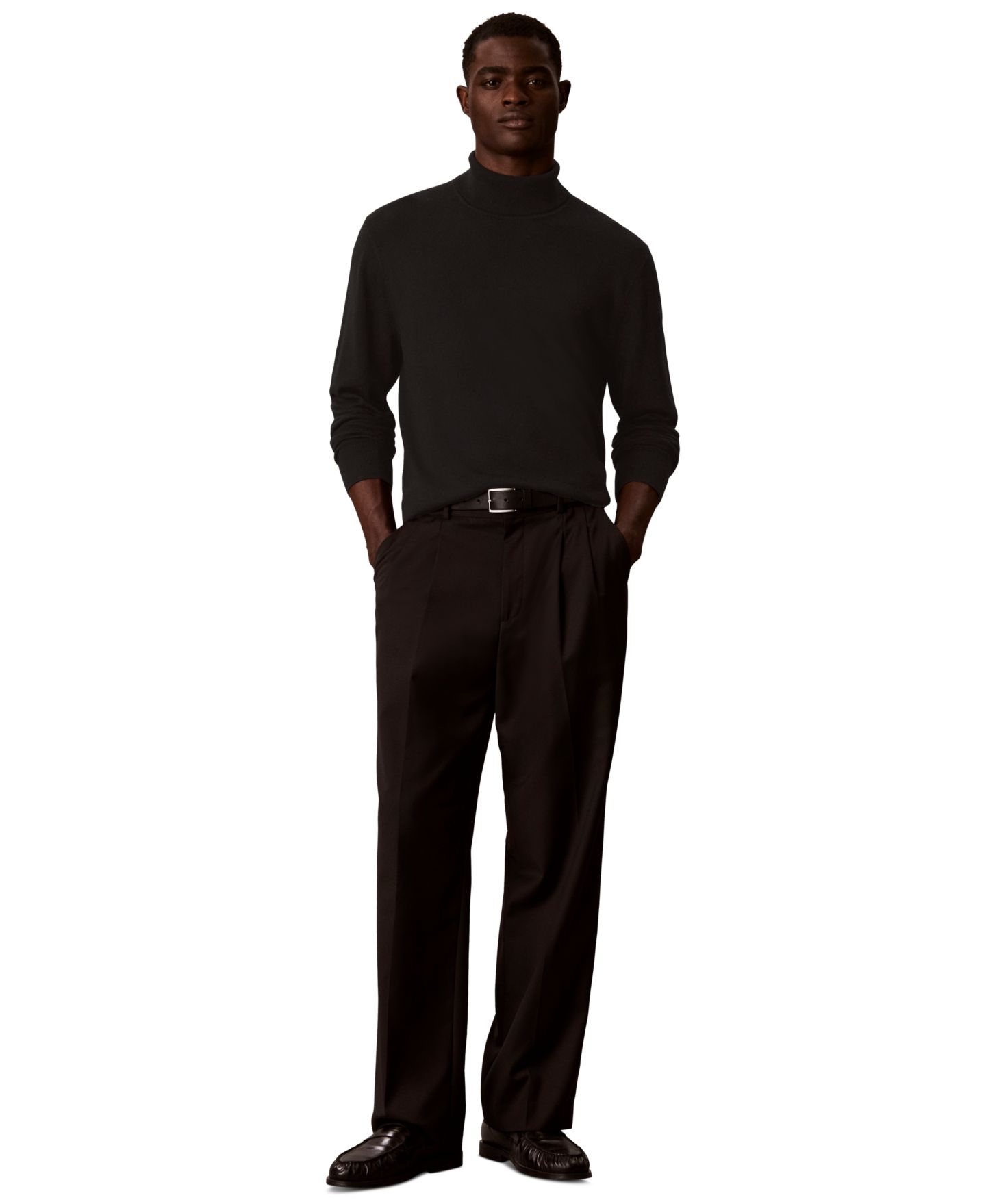 Мужской свитер Calvin Klein Lightweight Merino Turtleneck, цвет: Чёрный — фото 2