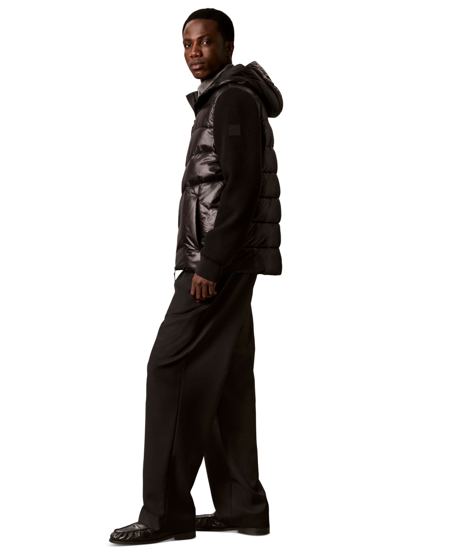 Мужская куртка Calvin Klein Mixed Media Hooded Puffer, цвет: Чёрный — фото 3