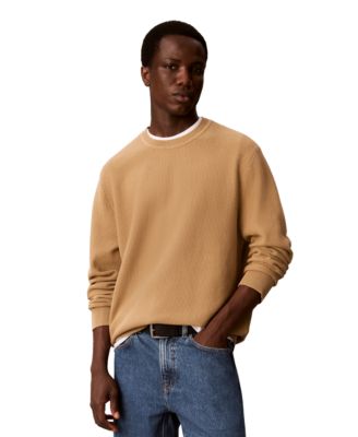 Men's Textured Cotton Crewneck Sweater