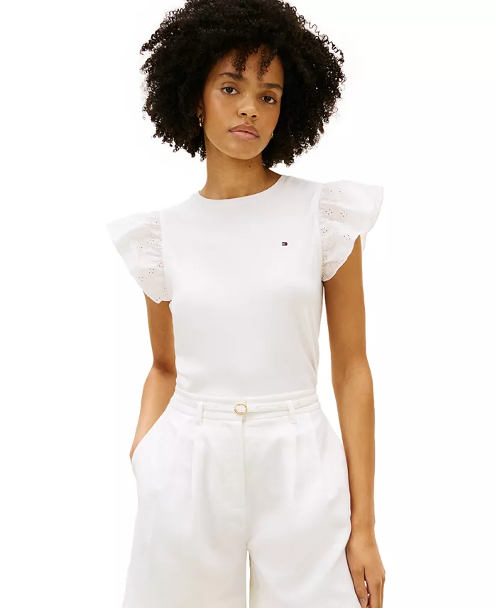Women's Broderie Mix-Media Top - thumbnail 3