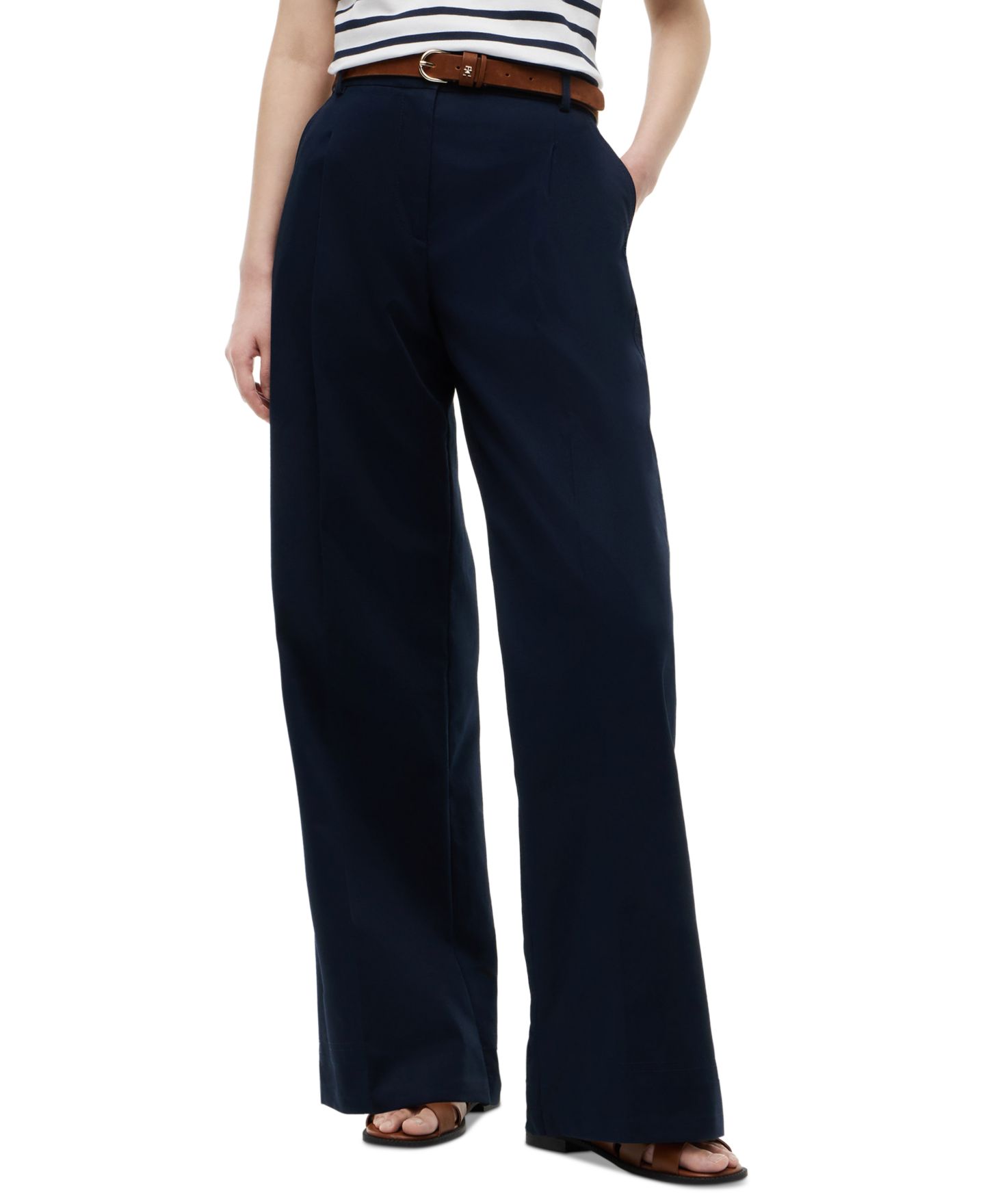 Женские брюки Tommy Hilfiger Cotton Wide-Leg Chino, цвет: Верблюжий — фото 6