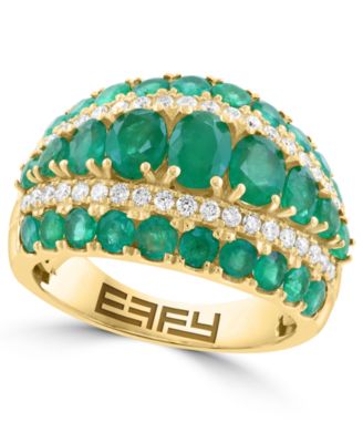 Emerald and Diamond Ring (Emerald 2-1/2 ct. t.w., Diamond 1/3 ct. t.w.) in 14k Yellow Gold
