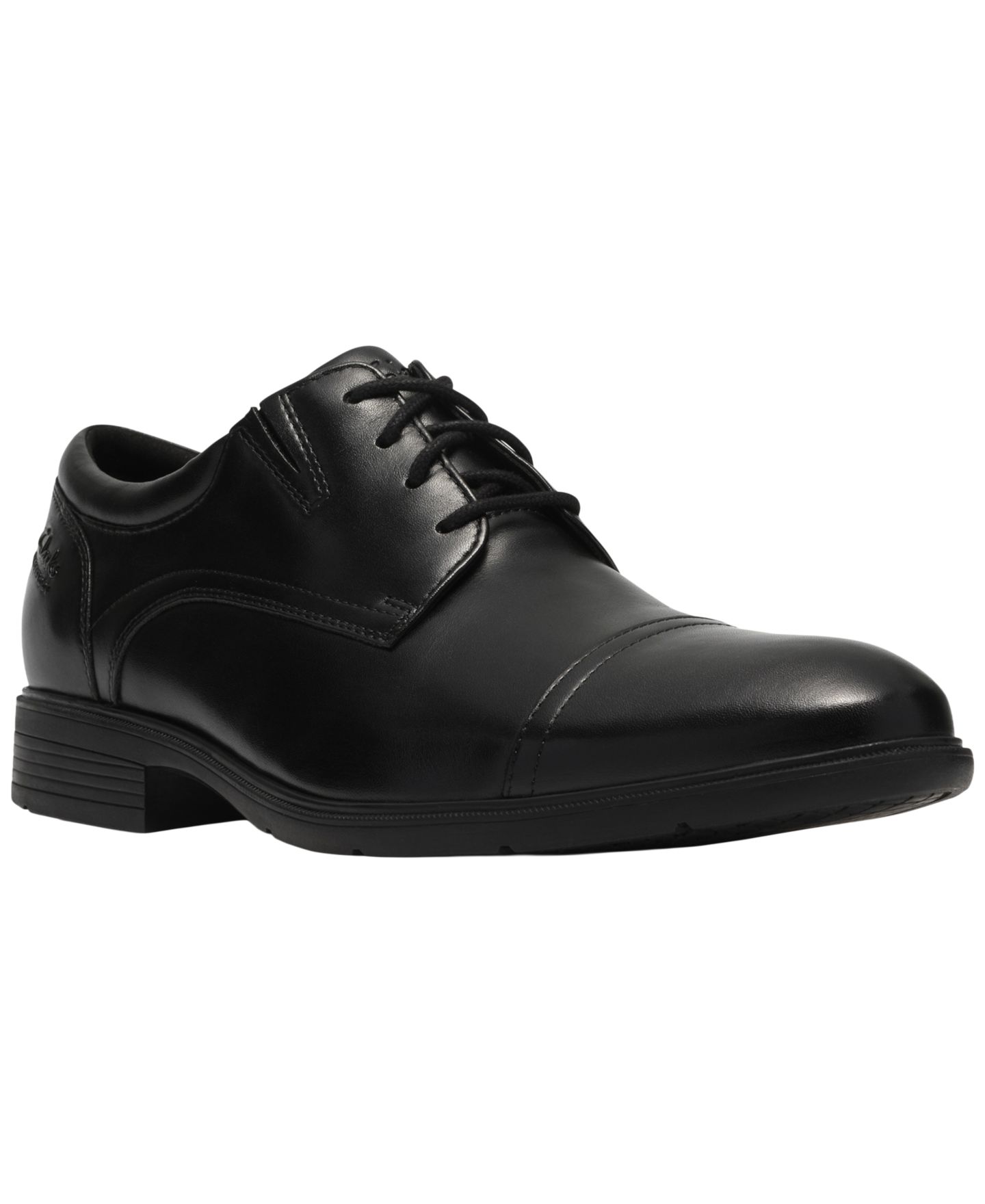 Мужская кепка Clarks Steadwell Waterproof Toe Oxfords, цвет: Чёрный кожаный — фото 1