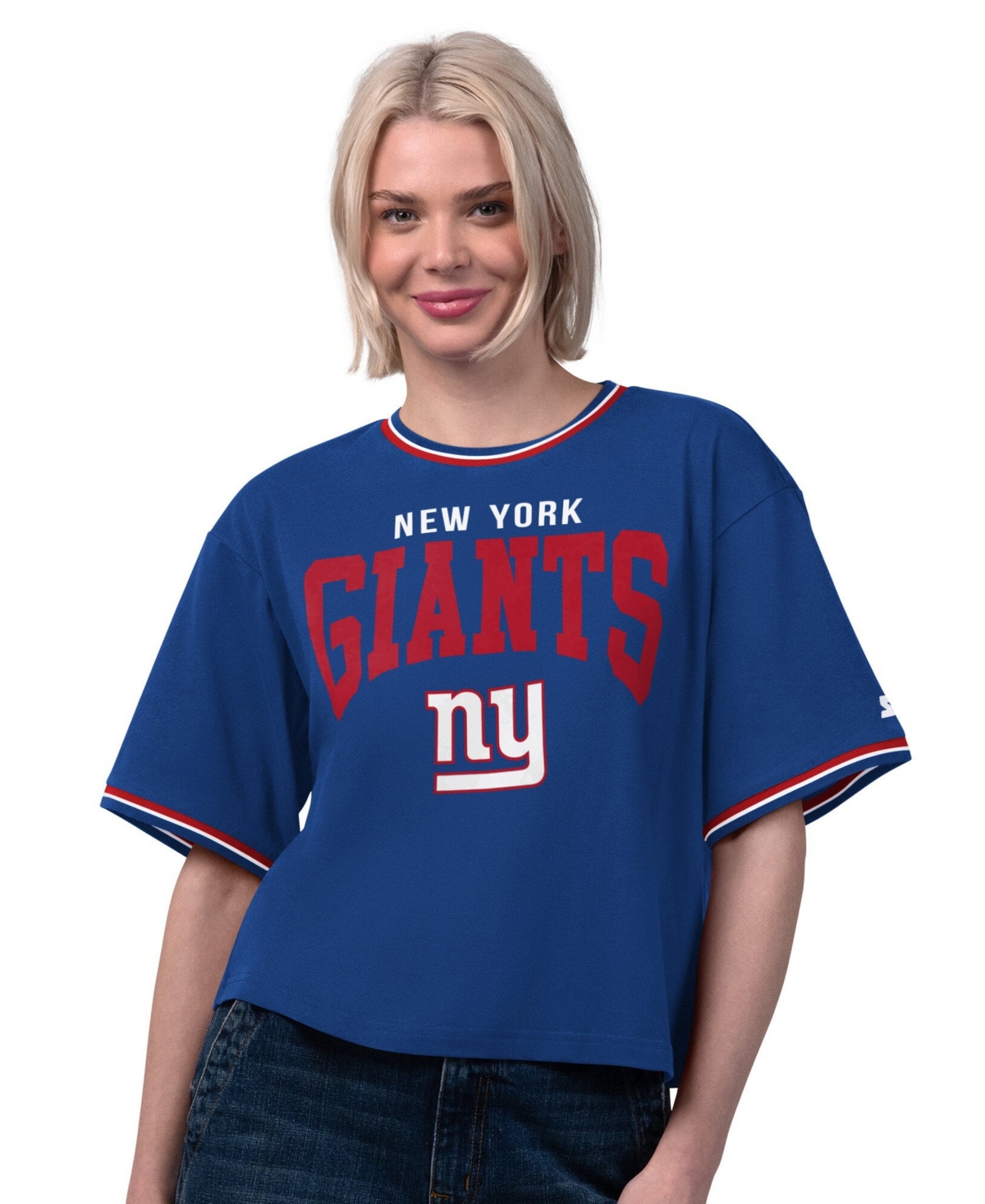 Starter Women's Royal New York Giants Ace Cropped T-Shirt - Royal