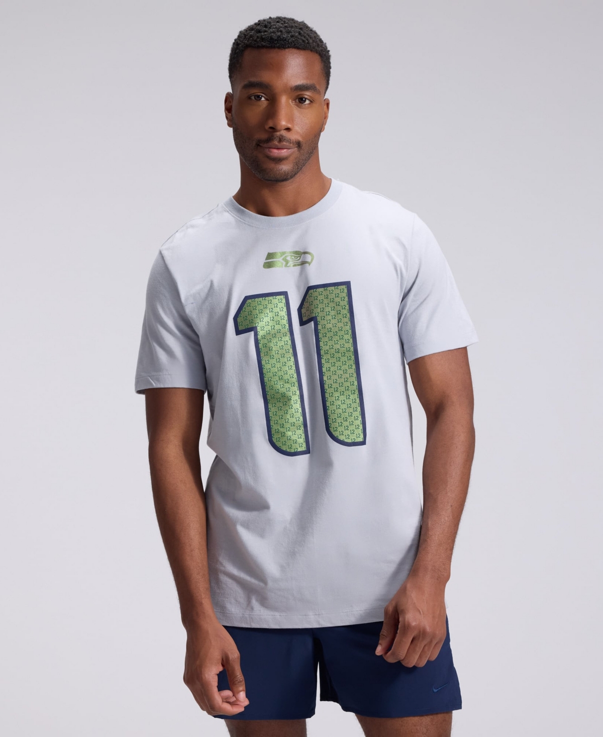 Nike Men's Jaxon Smith-Njigba Wolf Gray Seattle Seahawks Rivalries Collection Player Name Number T-Shirt
