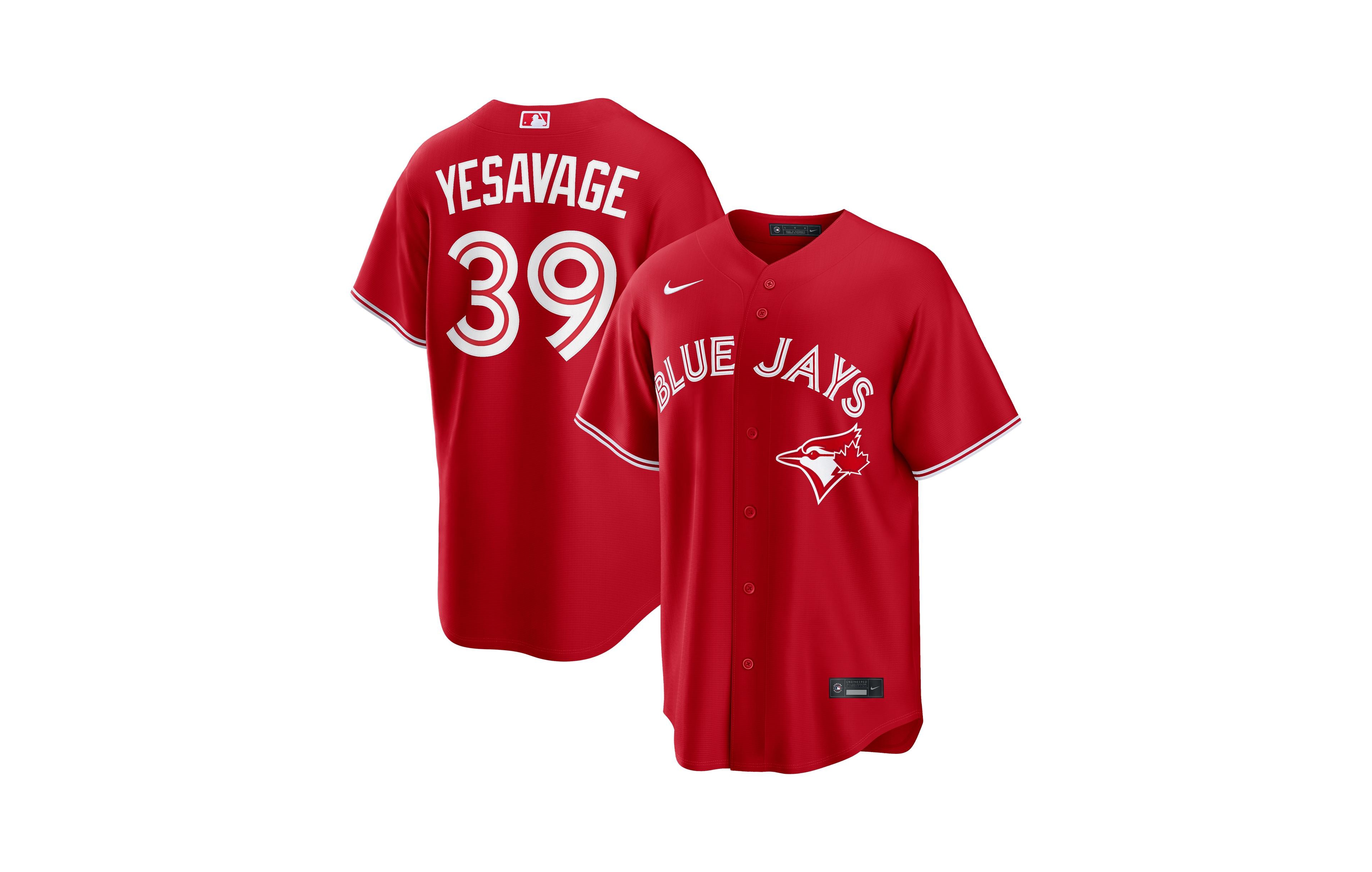 Nike Men's Trey Yesavage Red Toronto Blue Jays Canada Day Replica Jersey
