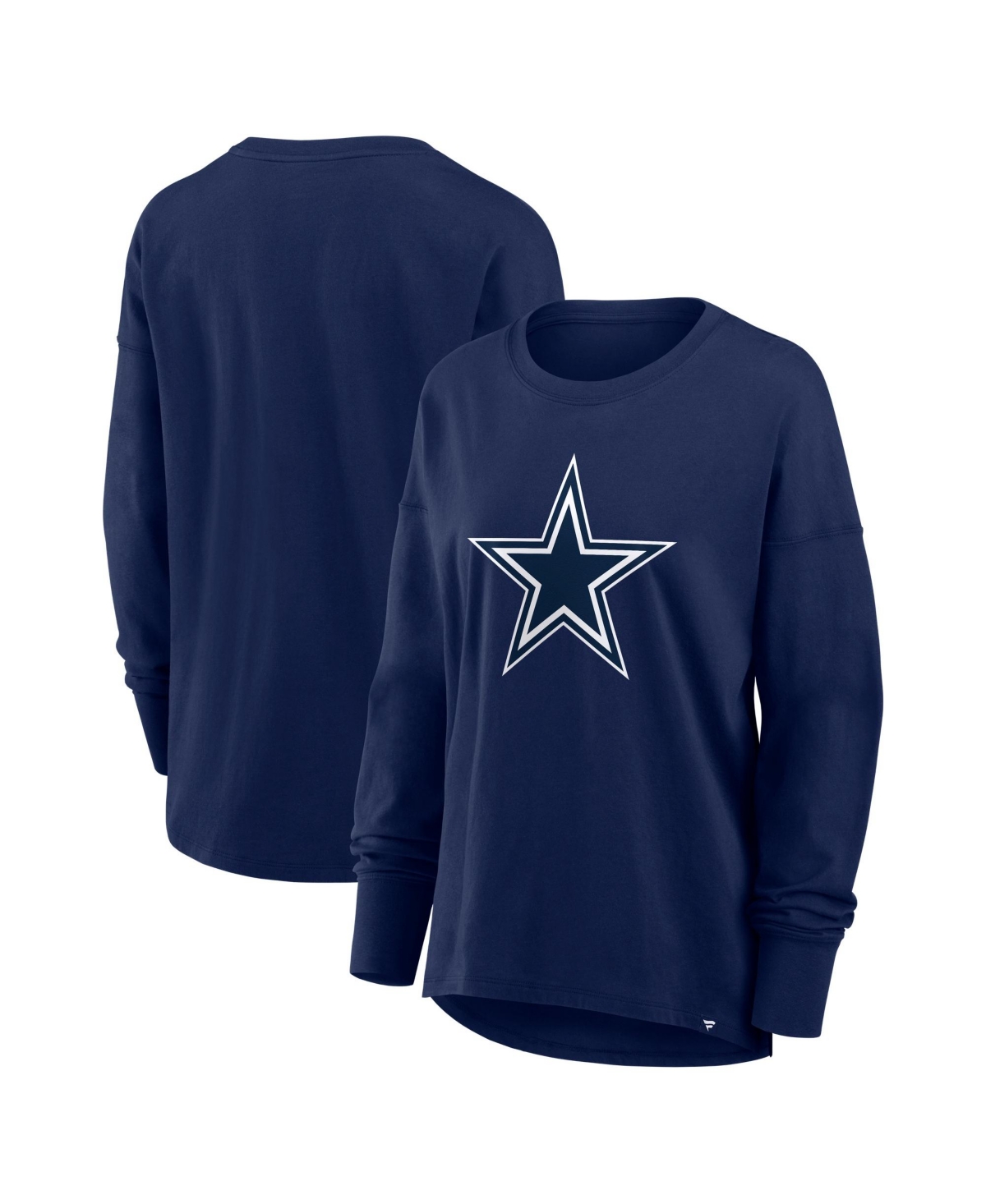 Fanatics Women's Navy Dallas Cowboys Relaxed Hip Essential Long Sleeve T-Shirt