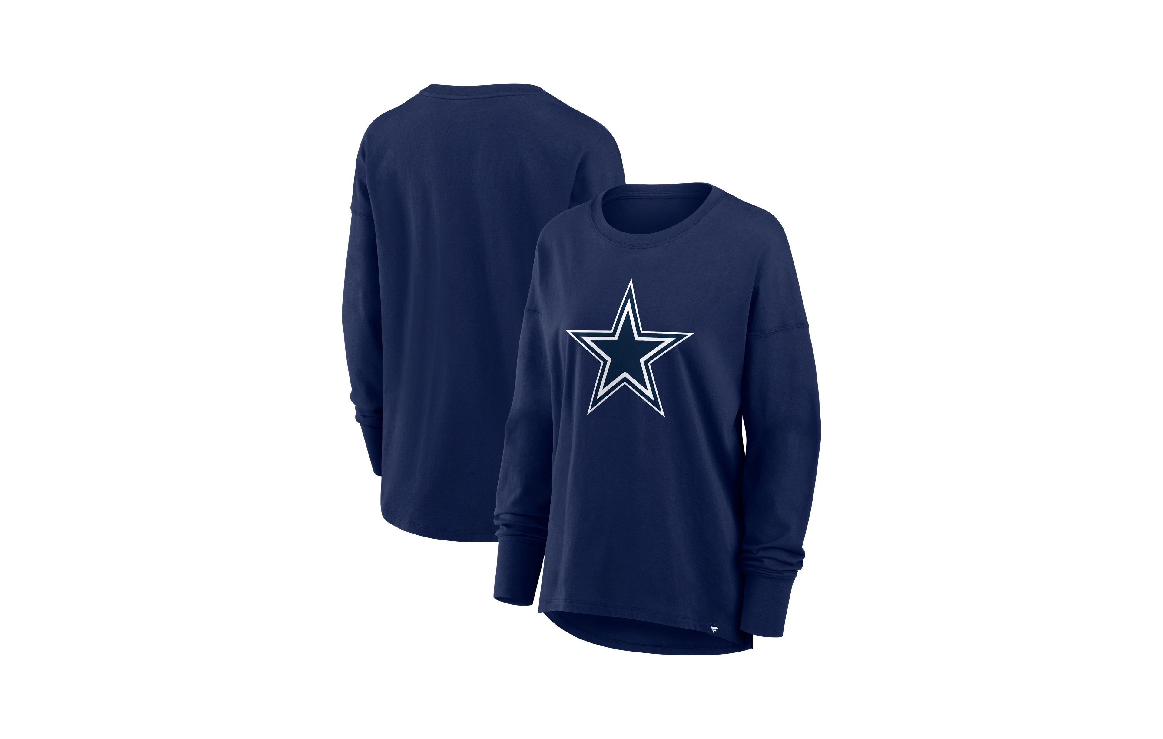 Fanatics Women's Navy Dallas Cowboys Relaxed Hip Essential Long Sleeve T-Shirt