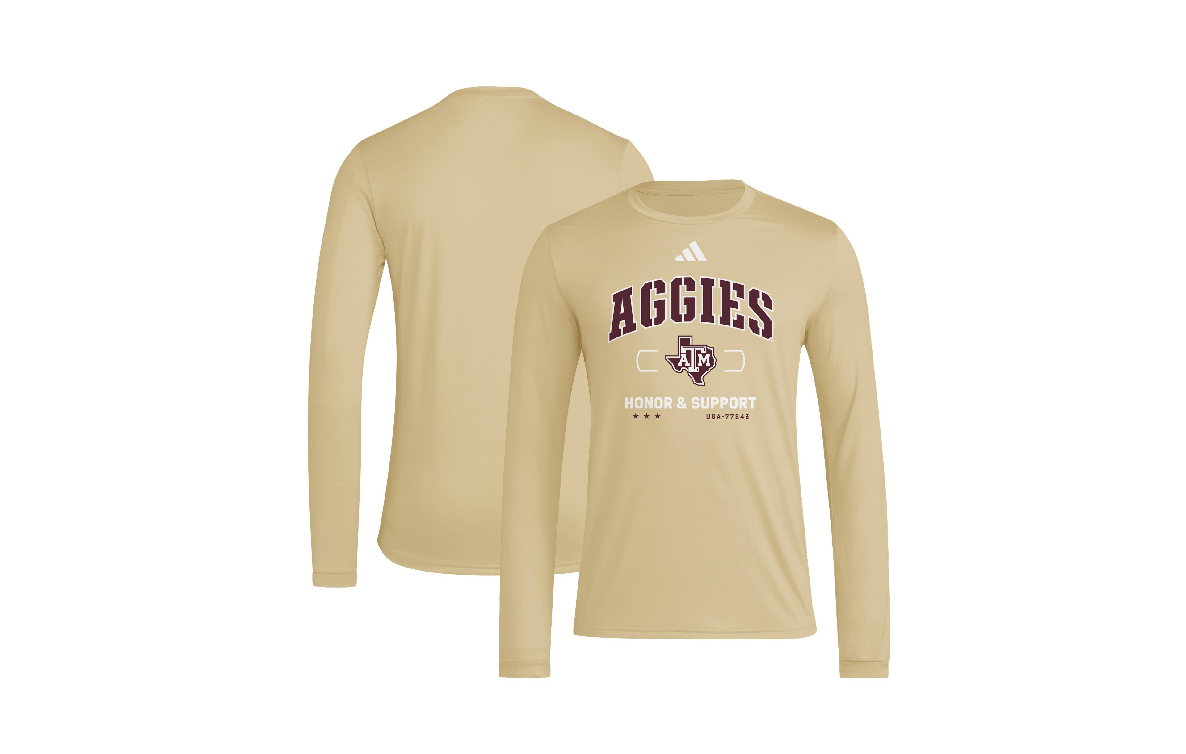 adidas Men's Beige Texas A M Aggies Honor Support Pregame Long Sleeve T-Shirt