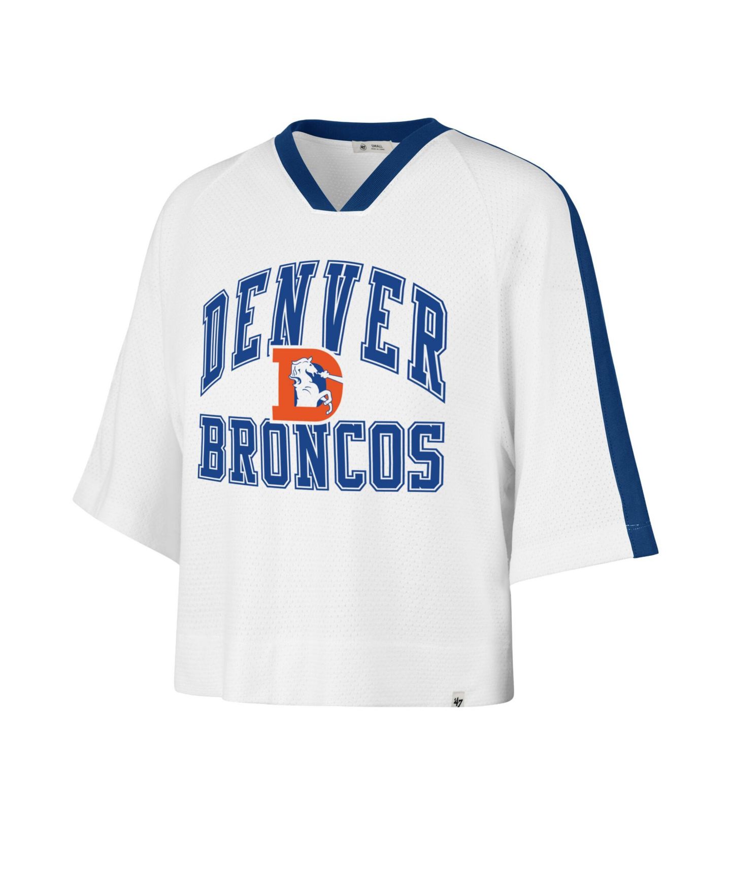 Женская футболка '47 Brand White Denver Broncos Big Overarch Drop Needle Raglan V-Neck — фото 3