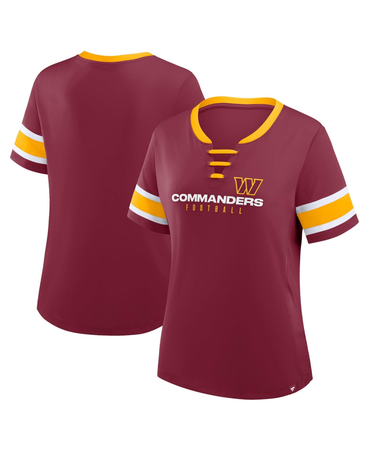 Fanatics Women's Burgundy Washington Commanders Redzone Draw Play Athena Lace-Up T-Shirt