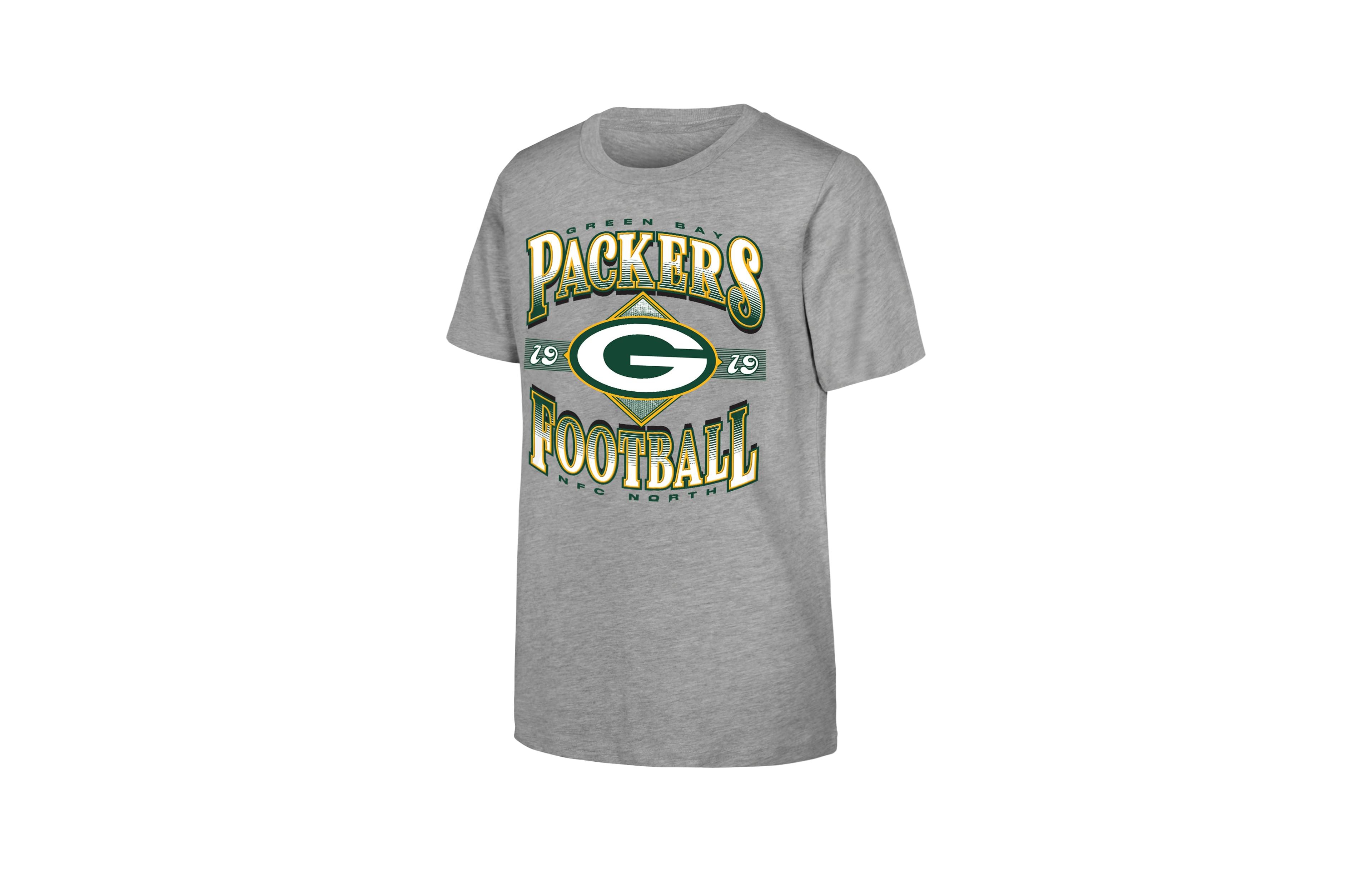 Outerstuff Big Boys and Girls Heather Gray Green Bay Packers Nfl Of Days Past T-Shirt