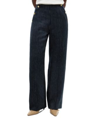 Women's Nautical Stripe High-Rise Wide-Leg Pants
