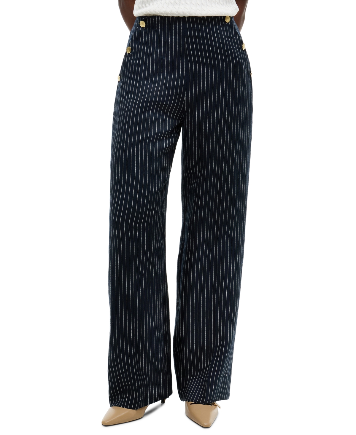 Tommy Hilfiger Women's Nautical Stripe High-Rise Wide-Leg Pants