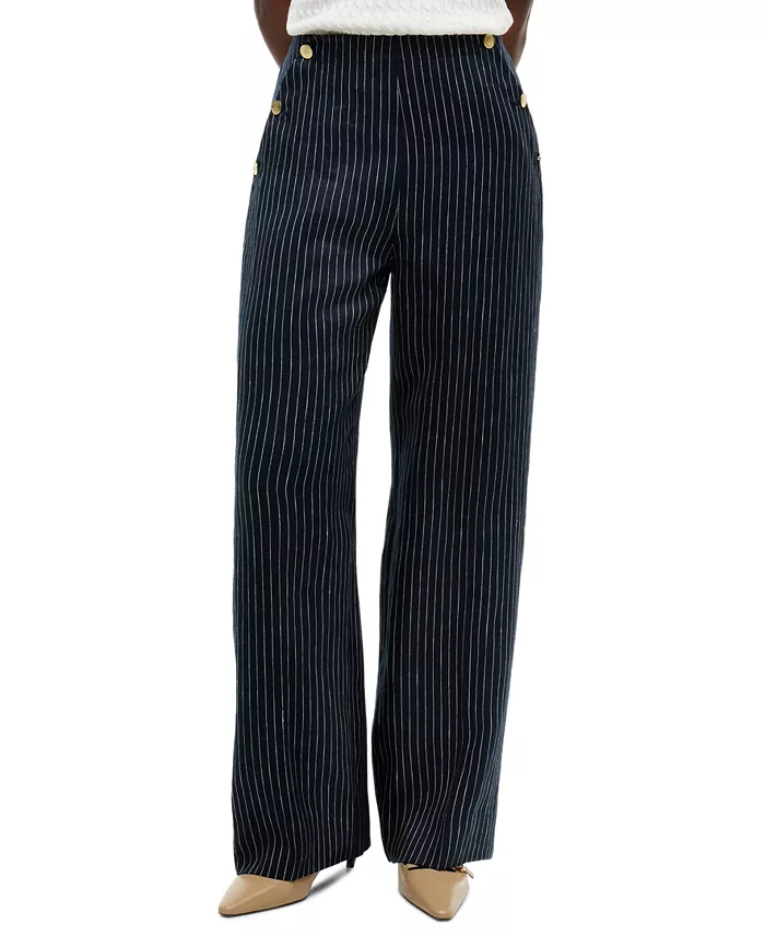 Women's Nautical Stripe High-Rise Wide-Leg Pants