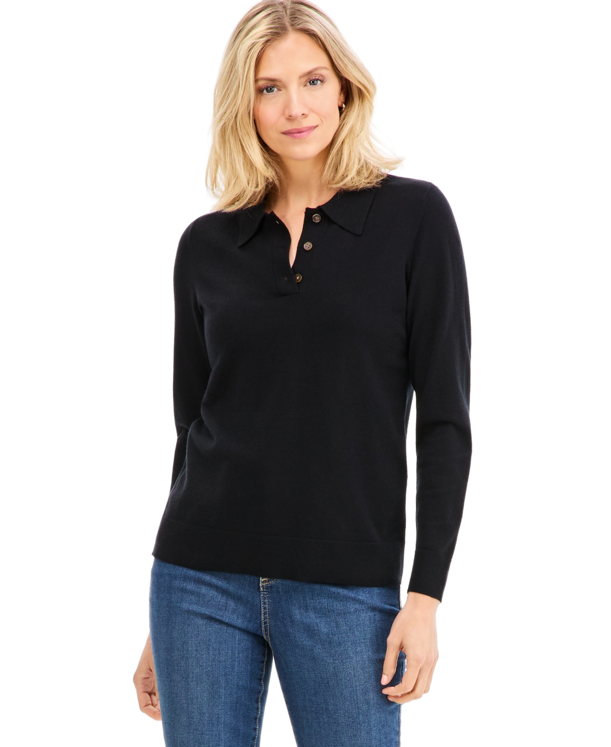 Style & Co Women's Long-Sleeve Polo Sweater, Macy's Exclusive