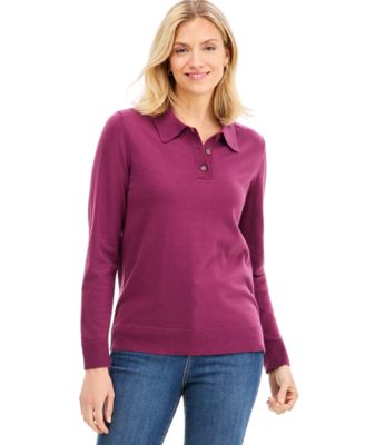 Women's Long-Sleeve Polo Sweater