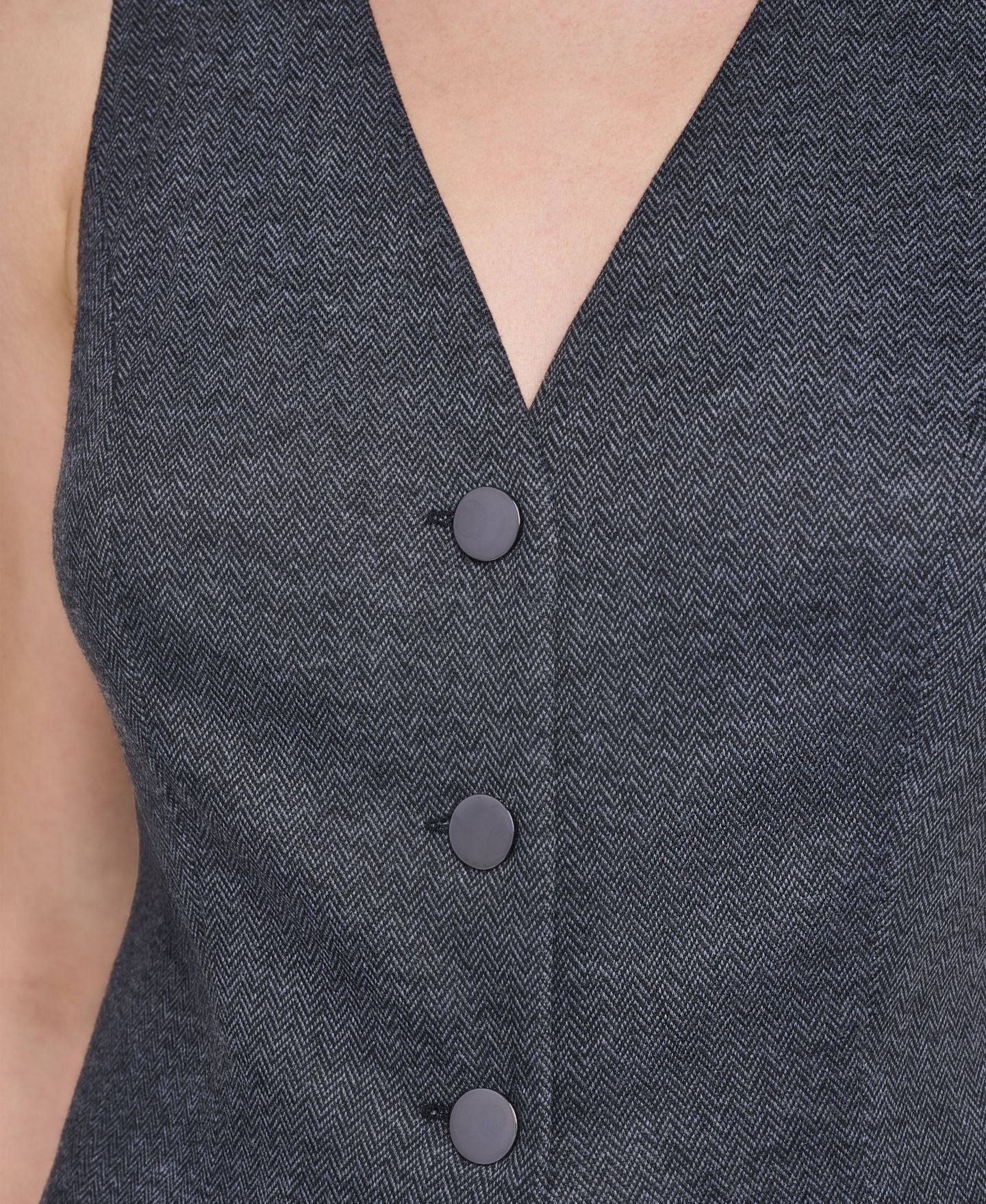 Женский комбинезон DKNY Sleeveless Vest V-Neck Wide-Leg Jumpsuit, цвет: Чёрный / Серый — фото 6